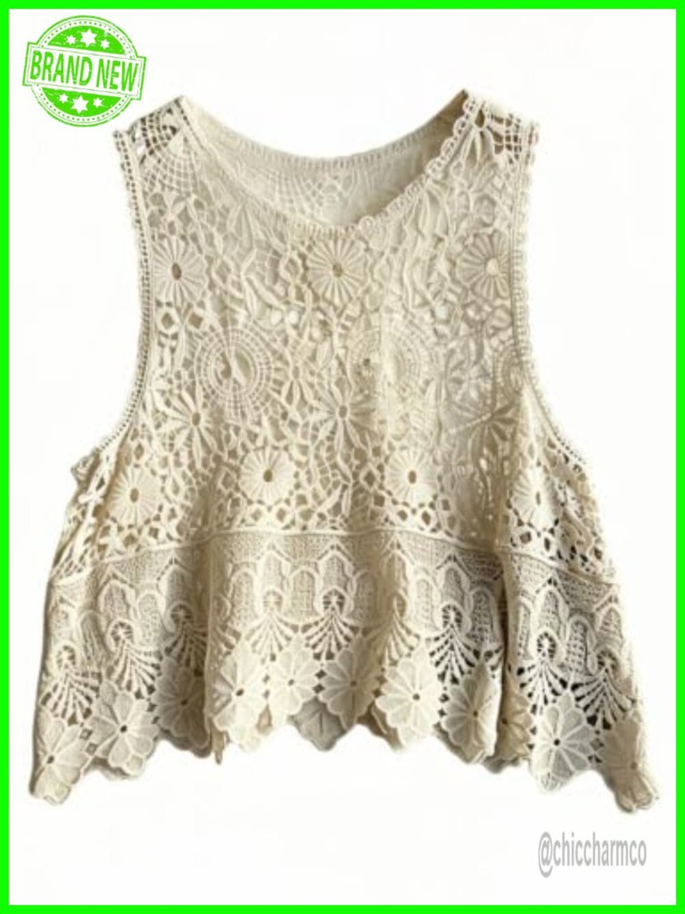 Plus Size Crochet Lace Tank Top Sheer Sleeveless Boho Fringe Flowy